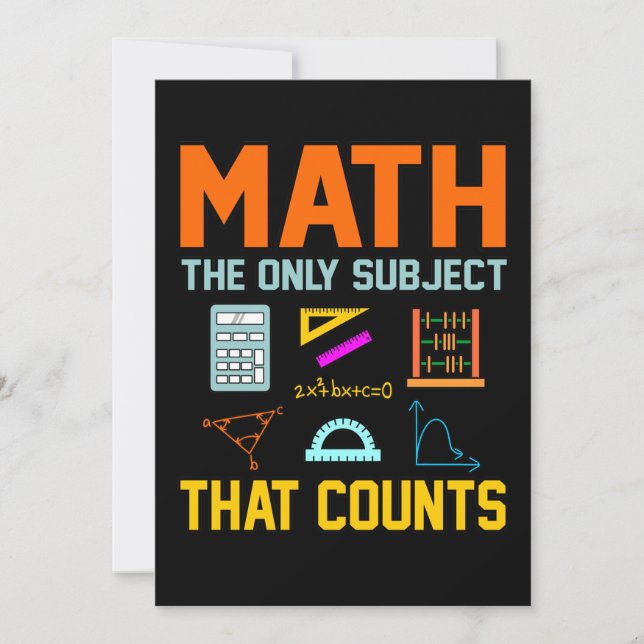 Carte De Remerciements Math Subject Counts Mathematic Maths Teacher (Devant)