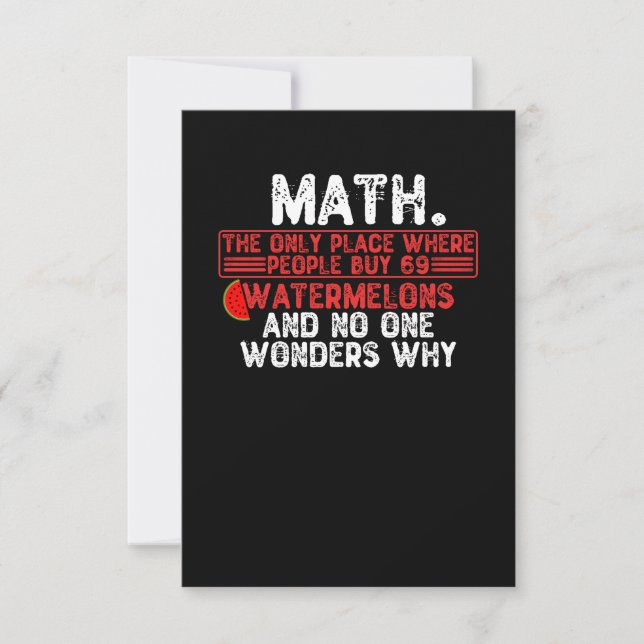 Carte De Remerciements Math. Where People Buy 69 Watermelo (Devant)