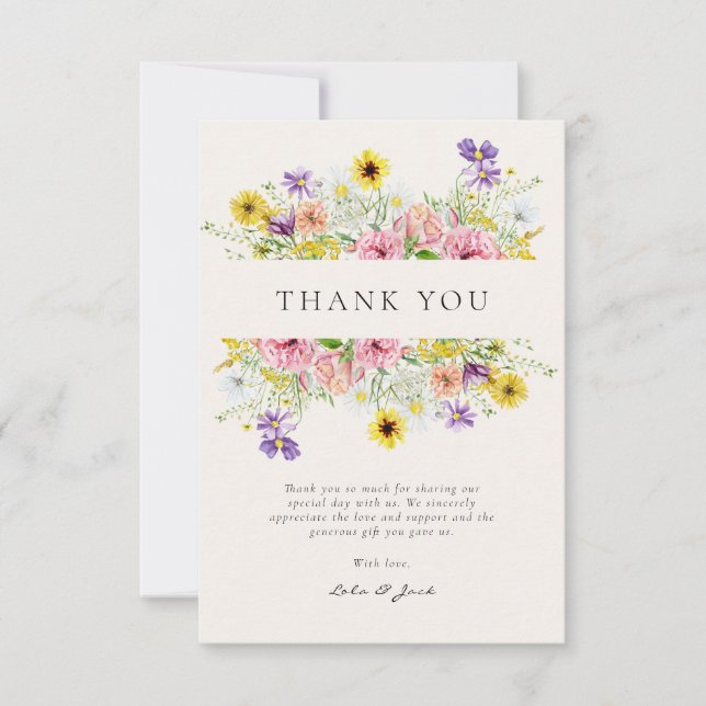 Carte De Remerciements Meadow Fleur sauvage aquarelle (Devant)