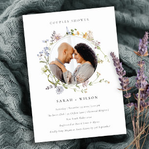 Carte De Remerciements Meadow Floral Wreath Couples Douche Photo Invitati