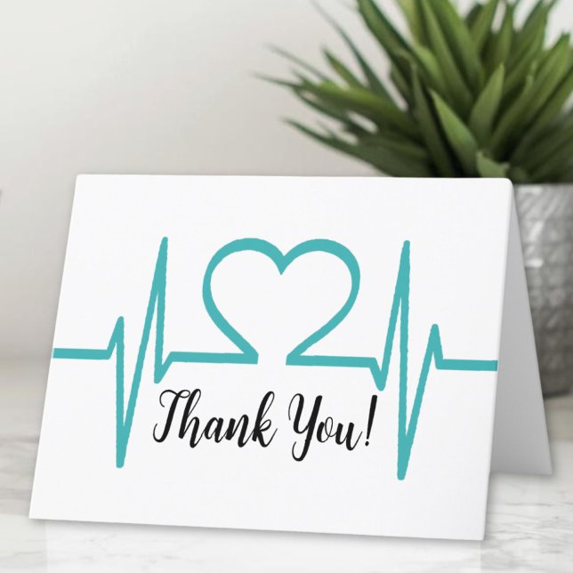 Carte De Remerciements Médecin infirmier simple Santé Médicale (Simple Heart Beat Nurse Doctor Healthcare Medical Thank You Card)