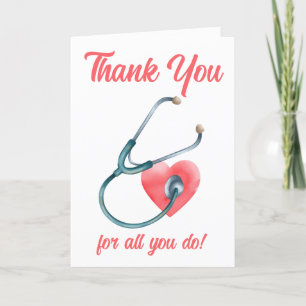 Carte De Remerciements Médecin Médicale Stéthoscope du coeur infirmière R