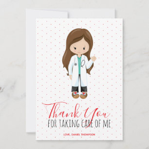 Carte De Remerciements Médecin Typographie Rouge Polka Dot