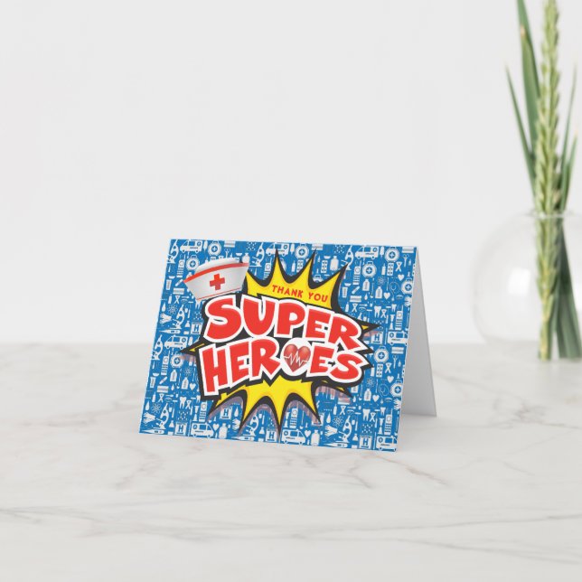 Carte De Remerciements Médicale Frontline Super Heroes Infirmières Soins  (Devant)