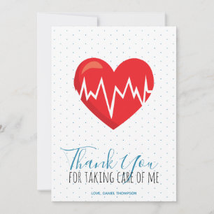 Carte De Remerciements Médicale Rouge Coeur Bleu Script Custom Nurse Doct