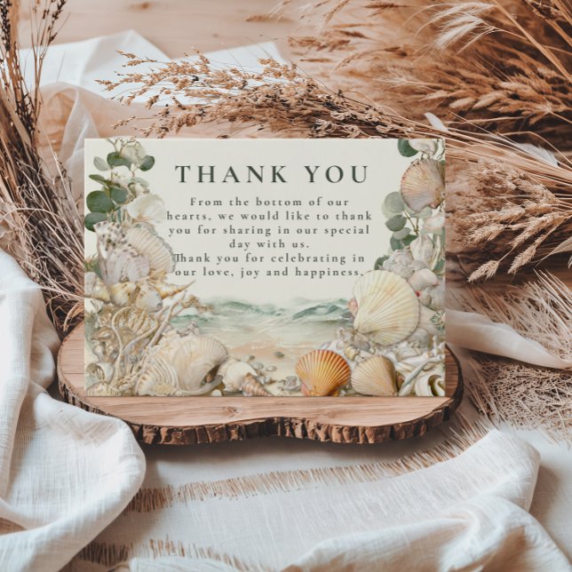 Carte De Remerciements Mediterranean Seashell Botanical Wedding (Créateur téléchargé)