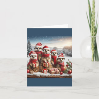 Carte De Remerciements Meerkats en casquette de Noël