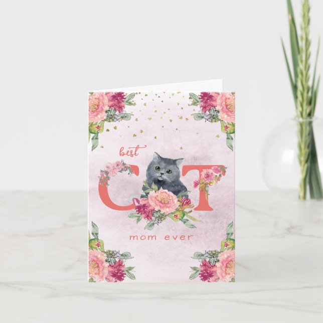 Carte De Remerciements Meilleur Chat Maman Ever Kitten Illustration Fête  (Devant)