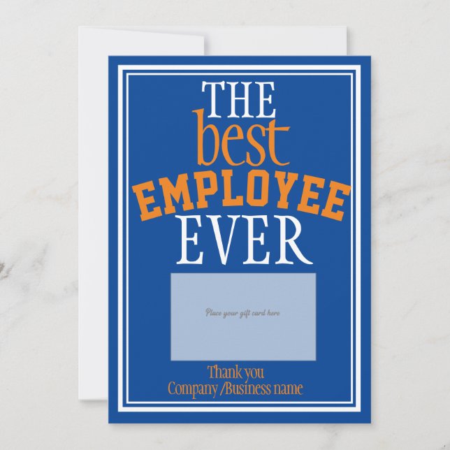 Carte De Remerciements Meilleur employé de la typographie bleue Titulaire (Devant)