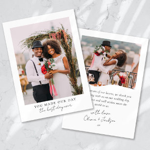 Carte De Remerciements Meilleure journée jamais Mariage du coeur photo