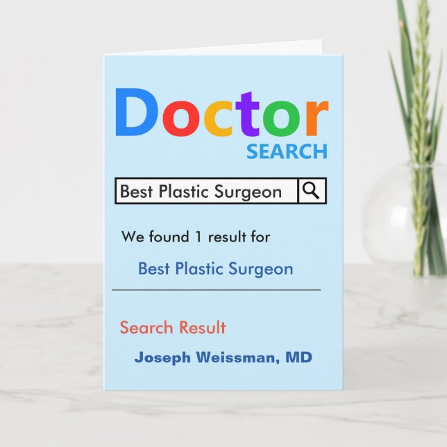 Carte De Remerciements Meilleure recherche de chirurgien plastique (Devant)