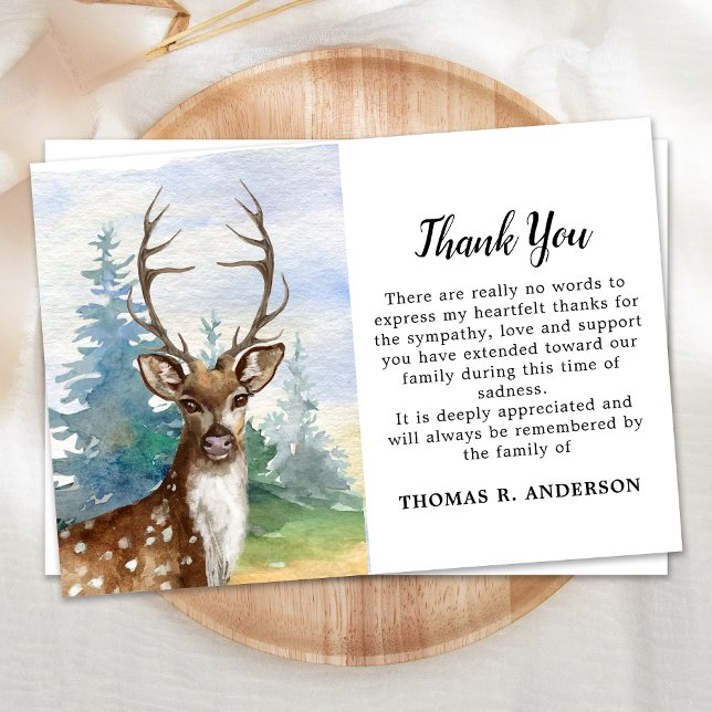 Carte De Remerciements Memorial Deer Woodland Hunpathy Sympathy Funeral (Créateur téléchargé)