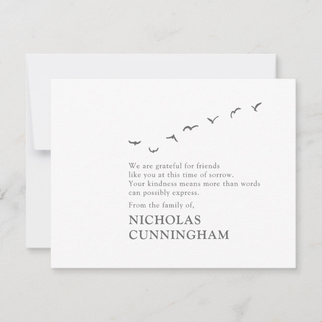 Carte De Remerciements Mémorial des oiseaux (Devant)