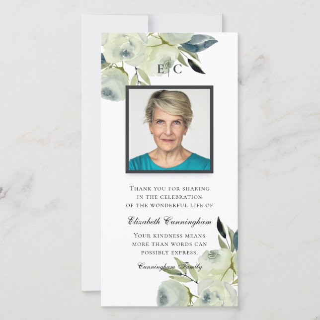 Carte De Remerciements Mémorial Floral Rustique Rustique (Devant)