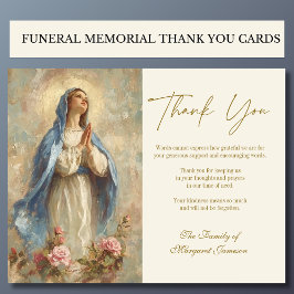 Carte De Remerciements Mémorial funéraire catholique Vierge Marie