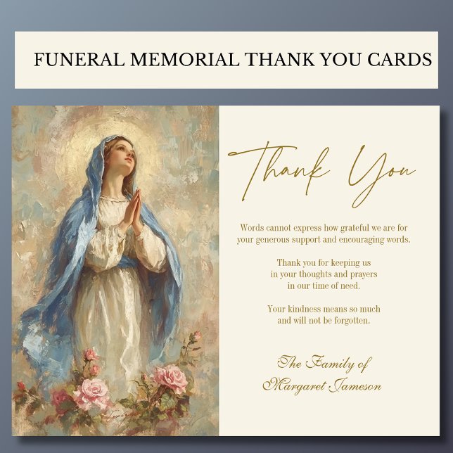 Carte De Remerciements Mémorial funéraire catholique Vierge Marie (Créateur téléchargé)