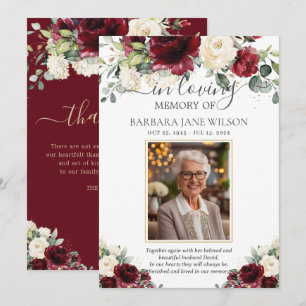Carte De Remerciements Mémorial funéraire de la floraison blanche d'ivoir