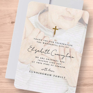 Carte De Remerciements Memorial Funeral Modern Gold Cross Photo