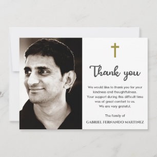 Carte De Remerciements Memorial Funeral Photo Religieux Christian Cross