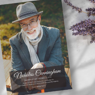 Carte De Remerciements Memorial Funeral Photo simple