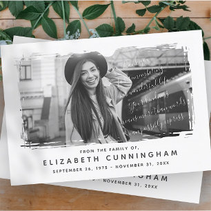 Carte De Remerciements Memorial Modern and Simple Photo Frame