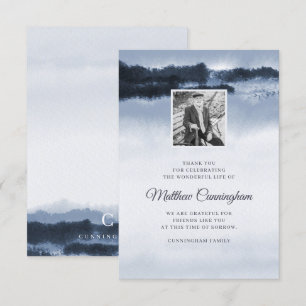 Carte De Remerciements Mémorial moderne Elegant aquarelle photo personnal