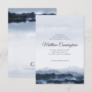 Carte De Remerciements Mémorial Moderne Elégante Aquarelle foncée