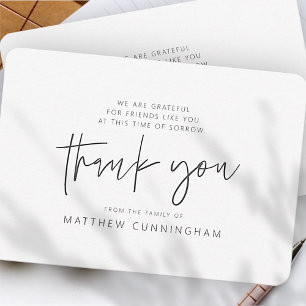 Carte De Remerciements Mémorial moderne minimaliste noir et blanc