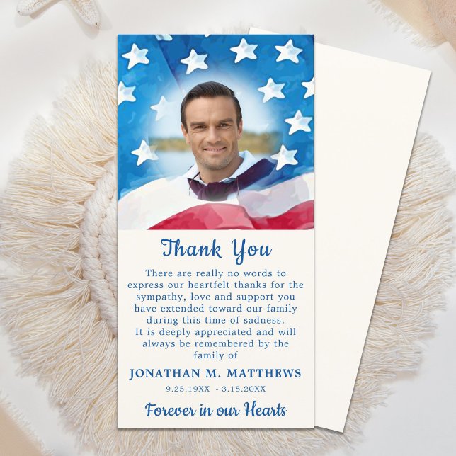 Carte De Remerciements Mémorial patriotique Drapeau américain Funérailles (Créateur téléchargé)