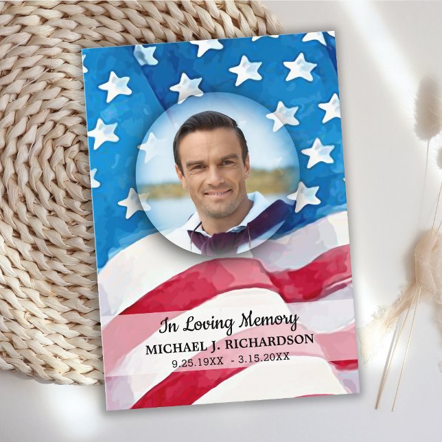 Carte De Remerciements Mémorial patriotique États-Unis Drapeau photo Funé (Créateur téléchargé)