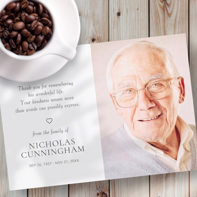 Carte De Remerciements Memorial Simple Photo moderne (Créateur téléchargé)