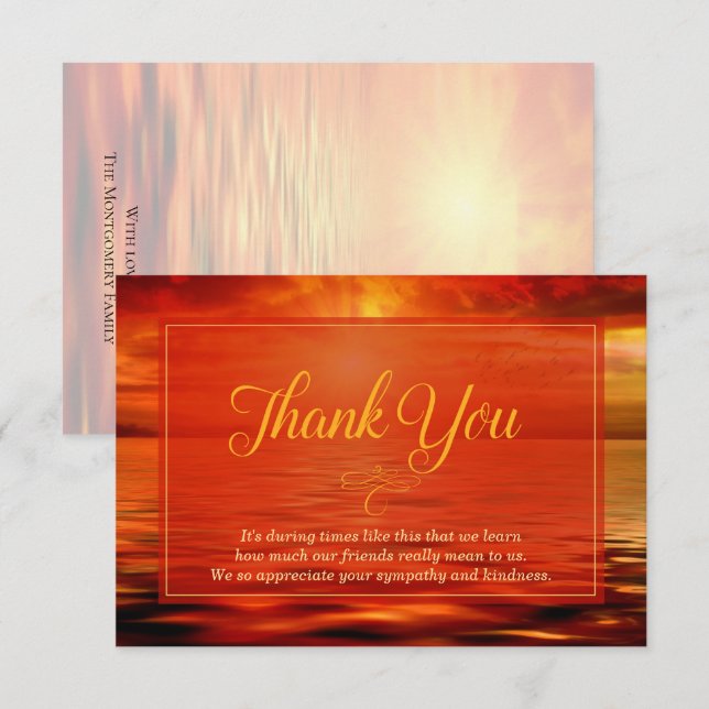 Carte De Remerciements Memorial Sunset Ocean Horizon (Devant / Derrière)