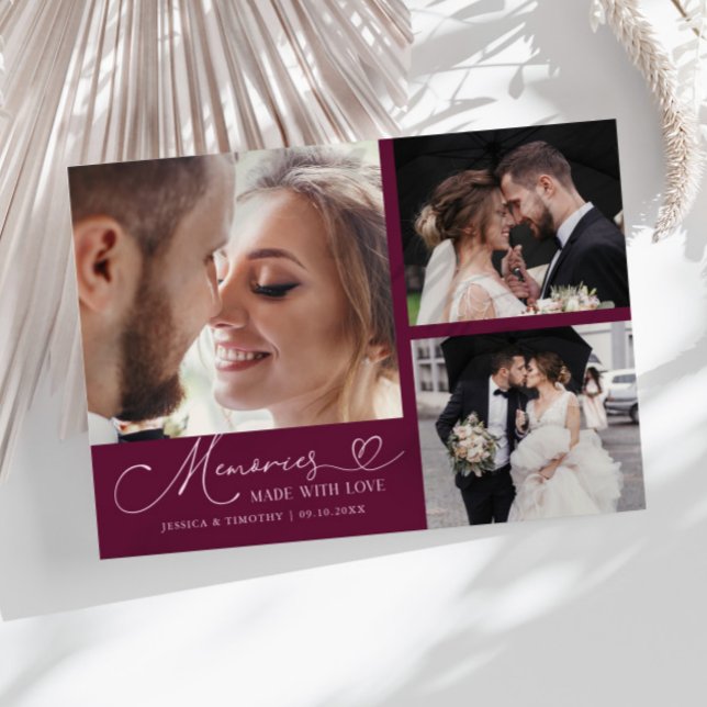 Carte De Remerciements Memories Made With Love Wedding Cranberry Photo (Créateur téléchargé)