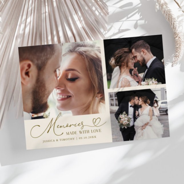Carte De Remerciements Memories Made With Love Wedding Cream Multi Photo (Créateur téléchargé)