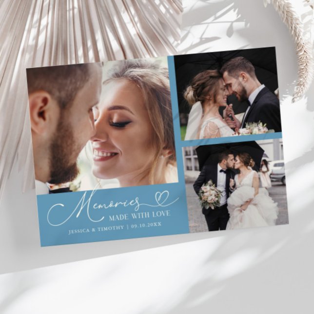 Carte De Remerciements Memories Made With Love Wedding Denim Blue Photo (Créateur téléchargé)