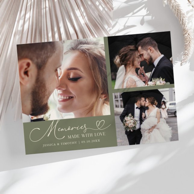 Carte De Remerciements Memories Made With Love Wedding Sage Green Photo (Créateur téléchargé)