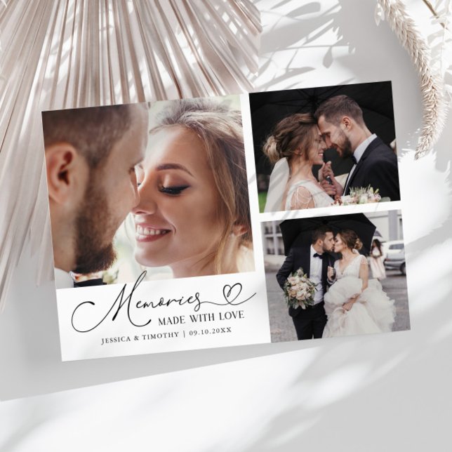 Carte De Remerciements Memories Made With Love Wedding White Multi Photo (Créateur téléchargé)