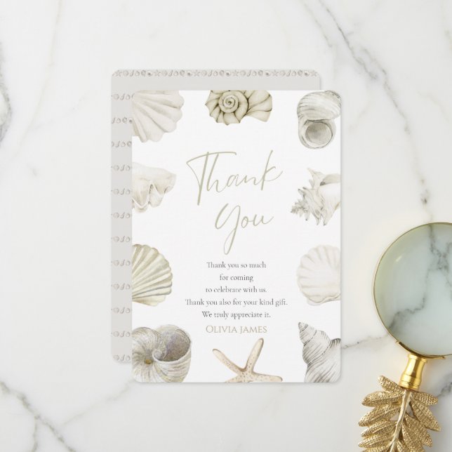 Carte De Remerciements Mer bientôt baby shower (Devant/Arrière en situation)