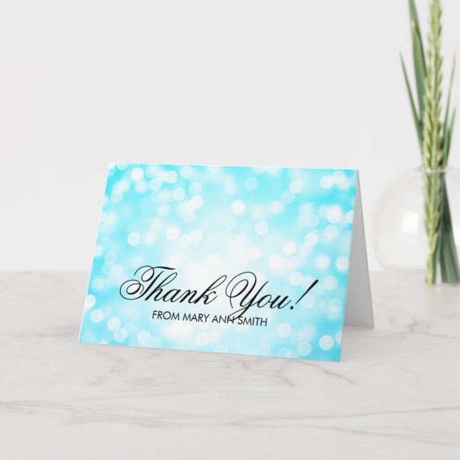 Carte De Remerciements "Merci" 70e anniversaire Parties scintillant turqu (Devant)