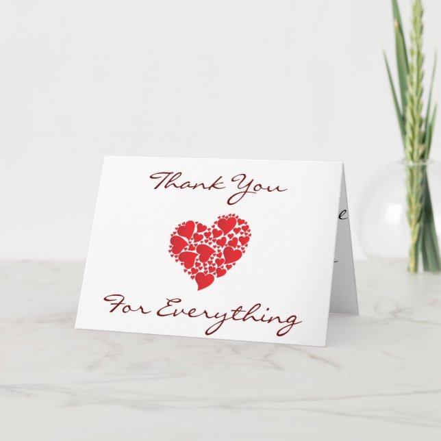 CARTE DE REMERCIEMENTS "MERCI" AVEC MESSAGE COEUR (Devant)