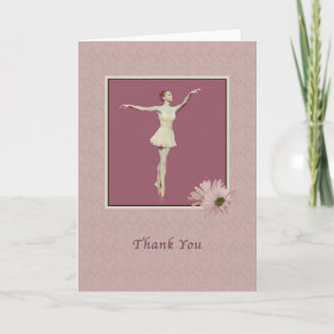 Carte De Remerciements Merci, Ballerina On Pointe avec marguerites