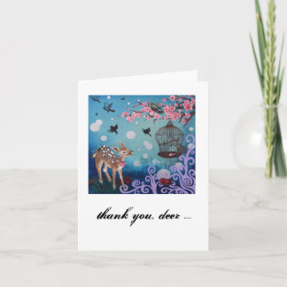 Carte De Remerciements Merci, cerf commun. Carte, enveloppes blanches