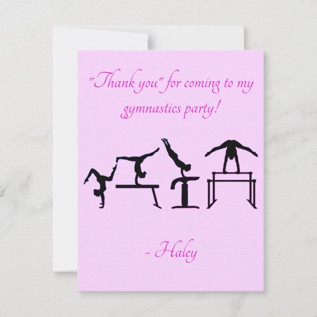 Carte De Remerciements "Merci" d'être venu à mon parti GYMNASTICS ! (Devant)
