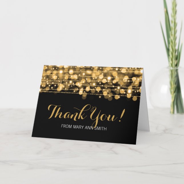 Carte De Remerciements "Merci" fête d'anniversaire étincelle l'or (Devant)