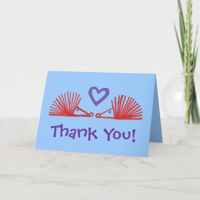 Carte De Remerciements Merci! - Hérisson avec coeur (Devant)