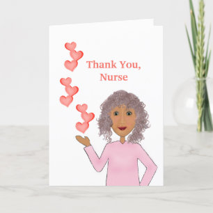 Carte De Remerciements "Merci, infirmière" avec infirmière et coeur