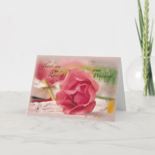 Carte De Remerciements Merci. Lecture à Notre Mariage, Rose, Religieux