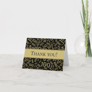 Carte De Remerciements "Merci !" Motif Gold et Black Number 100