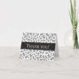 Carte De Remerciements "Merci !" Numéro aléatoire noir/blanc 80 Motif