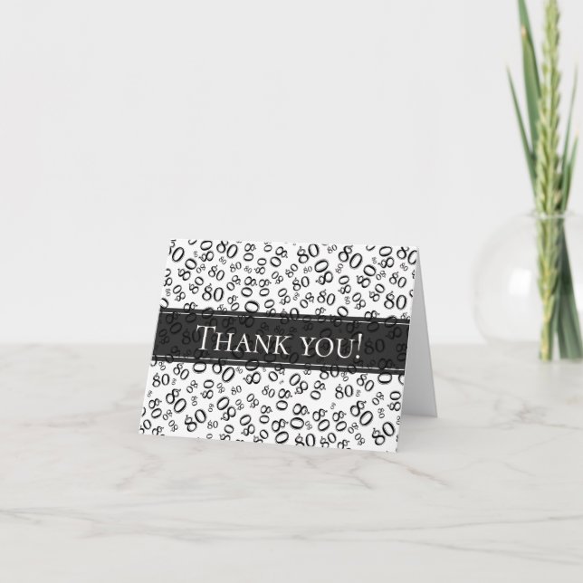 Carte De Remerciements "Merci !" Numéro aléatoire noir/blanc 80 Motif (Devant)